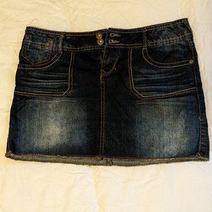 Dark blue denim mini-skirt
